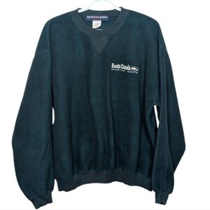 Vintage 80s Roots Canada Athletics Green Sherpa Embroidered Logo Crew Mens Small